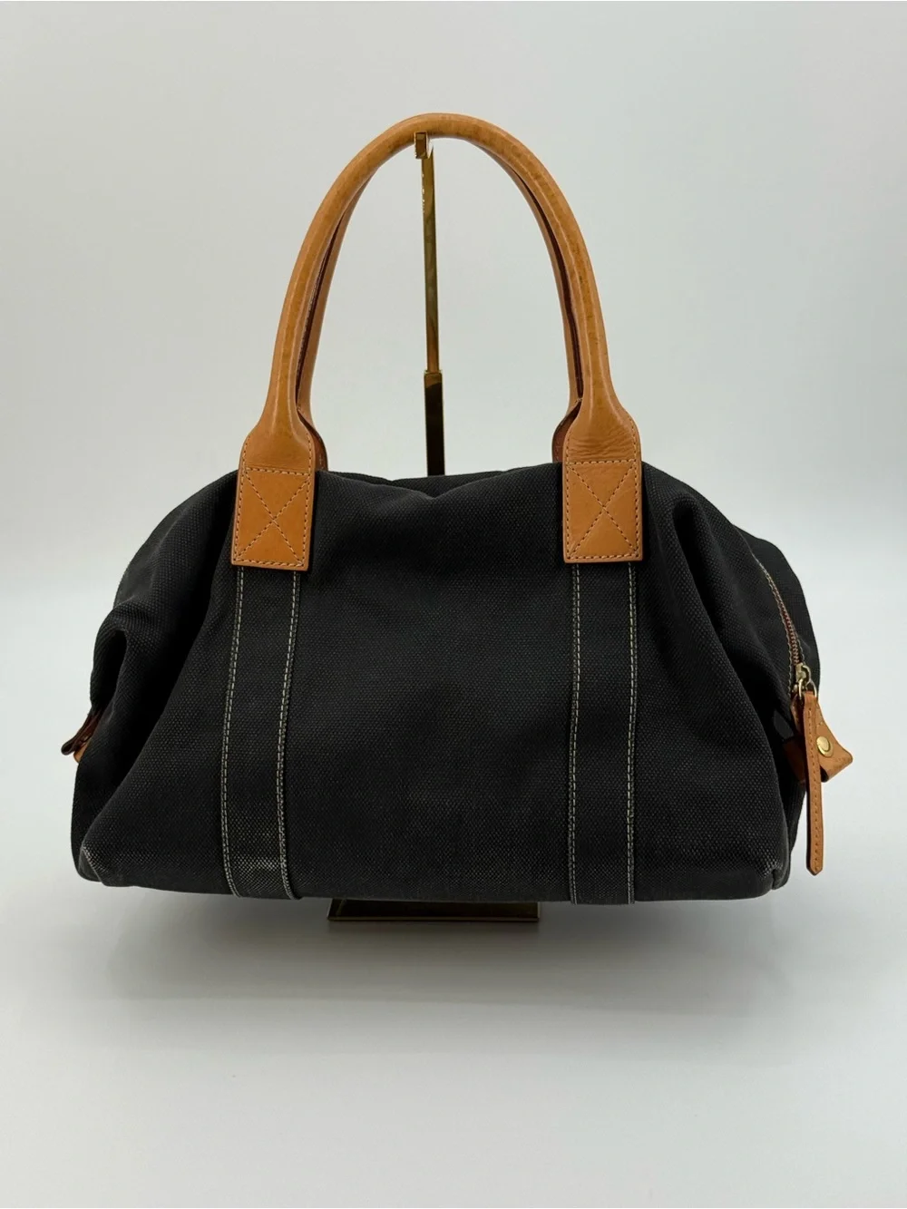 VTG Dooney & Bourke Black Canvas Leather Trim Satchel Bag | Classic Shoulder - Picture 13 of 16